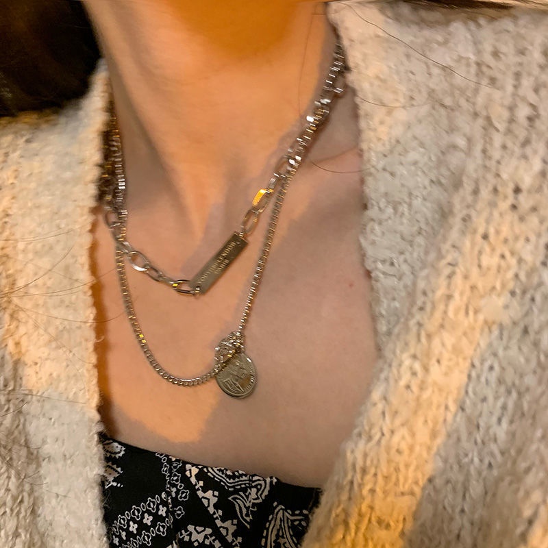 Vòng cổ Hai Lớp Mặt Chân Dung Phong Cách hip hop