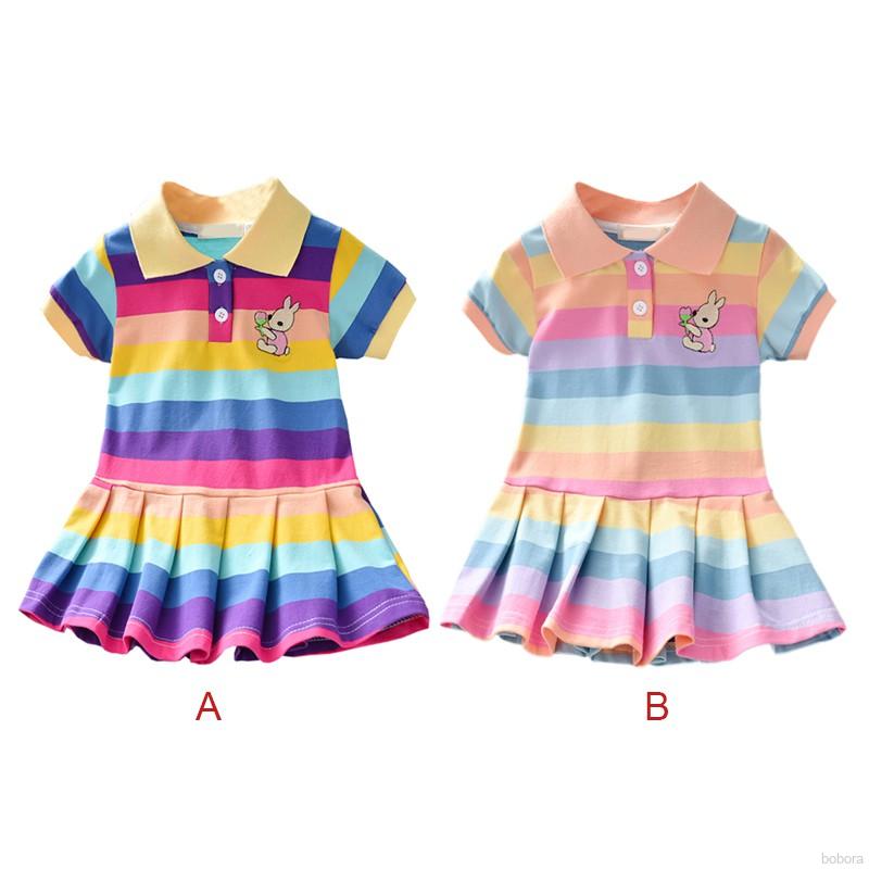 Váy Công Chúa Tay Ngắn In Hình Thỏ Dễ Thương Cho Bé Gái 2-6 Tuổi