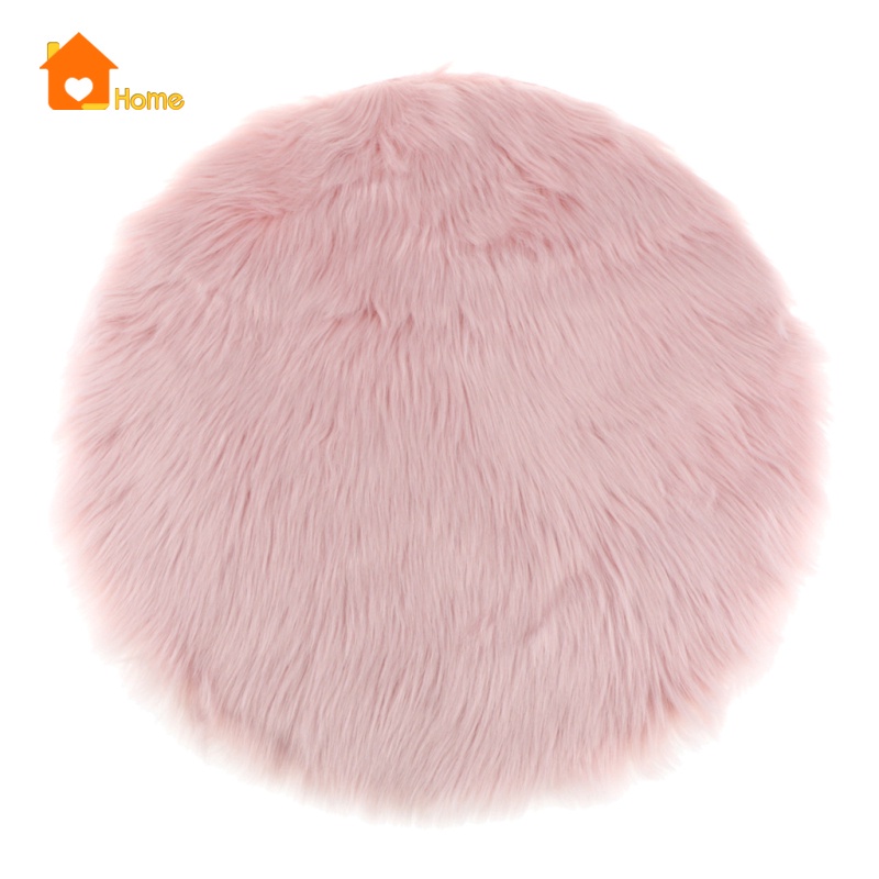 Đệm Ngồi Lông Cừu Giả Hình Tròn Dài 30cm Màu Trắng