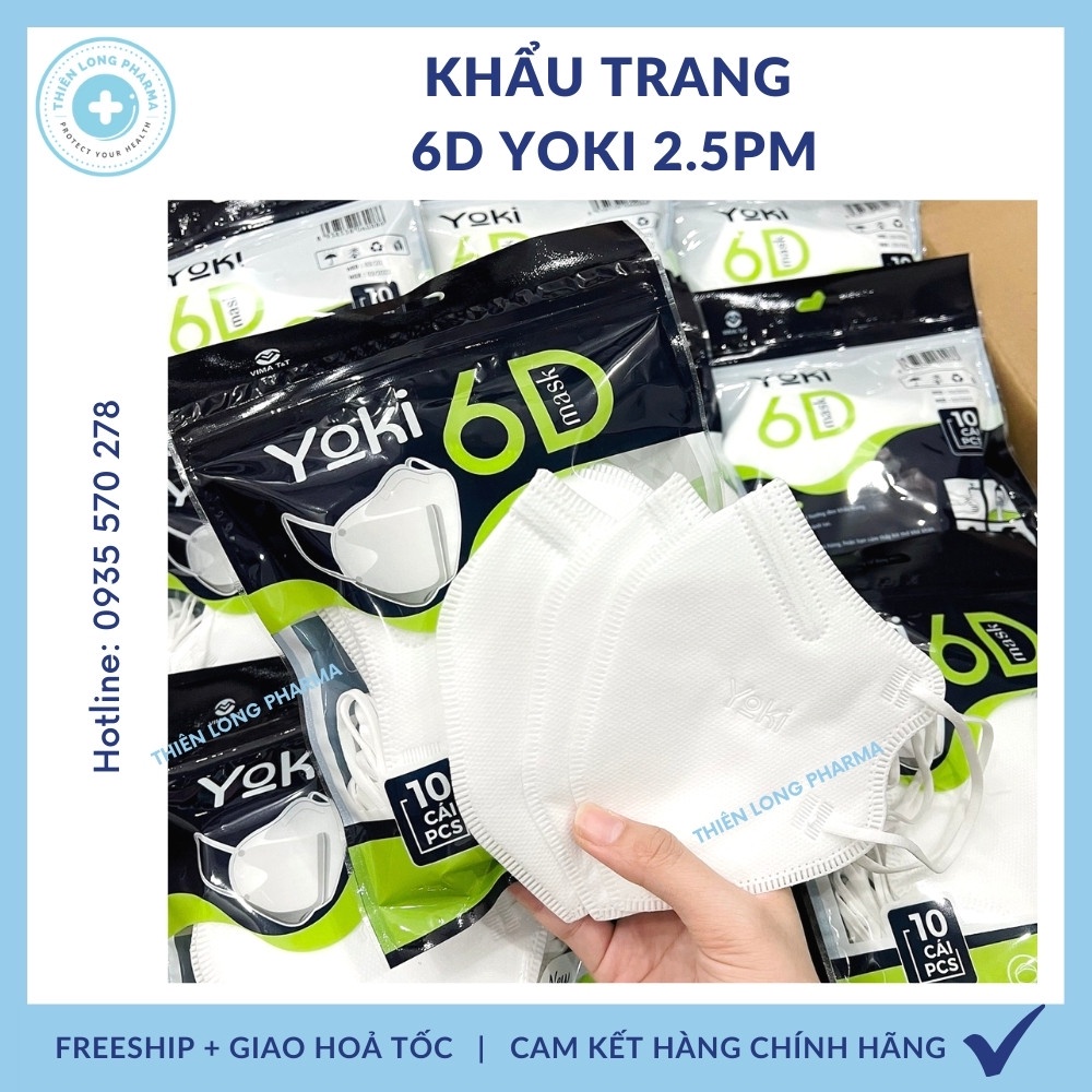 Khẩu Trang 6D Yoki 5 Lớp Dày Chống Bụi Mịn 2.5PM Hàng Công Ty