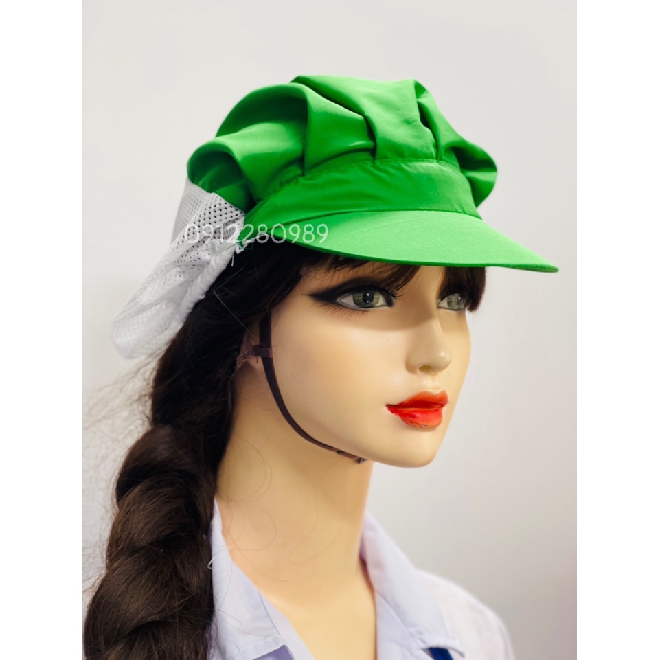 Nón kết xếp ly vải silk có nhiều màu, Nón ngành thực phẩm _ Hình chụp thật