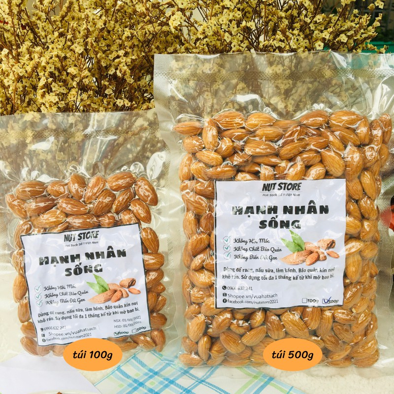 Hạt hạnh nhân tách vỏ sống Nut Store 500g