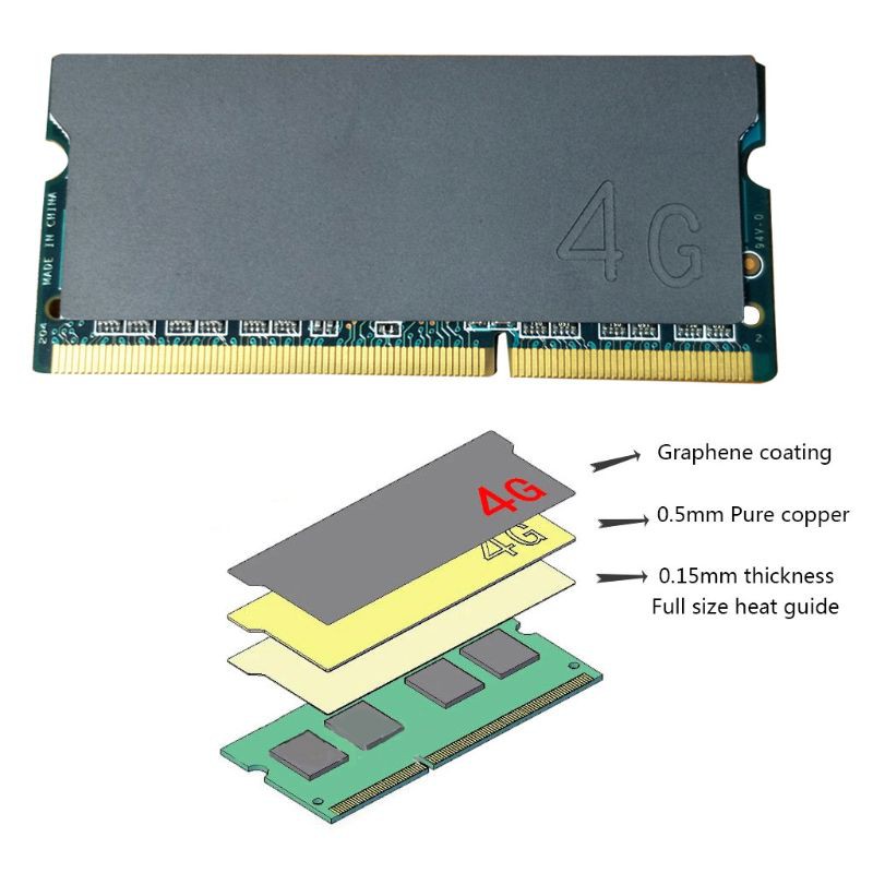 dou Pure Copper Graphene Laptop Memory Heatsink Cooling Vest RAM Radiator Cooler Kit