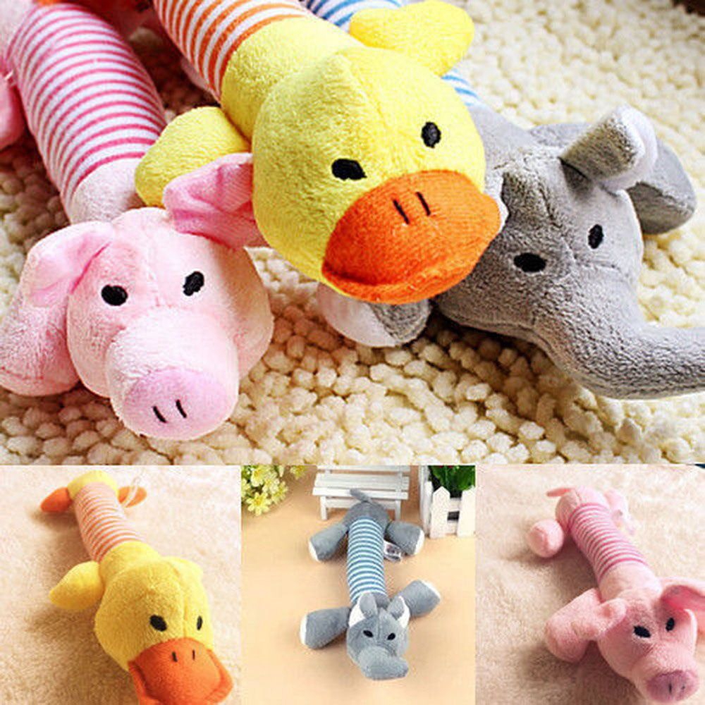 CLEVER Pet Puppy Chew Squeaker Squeaky Plush Sound Pig Elephant Duck For Dog Toys DY