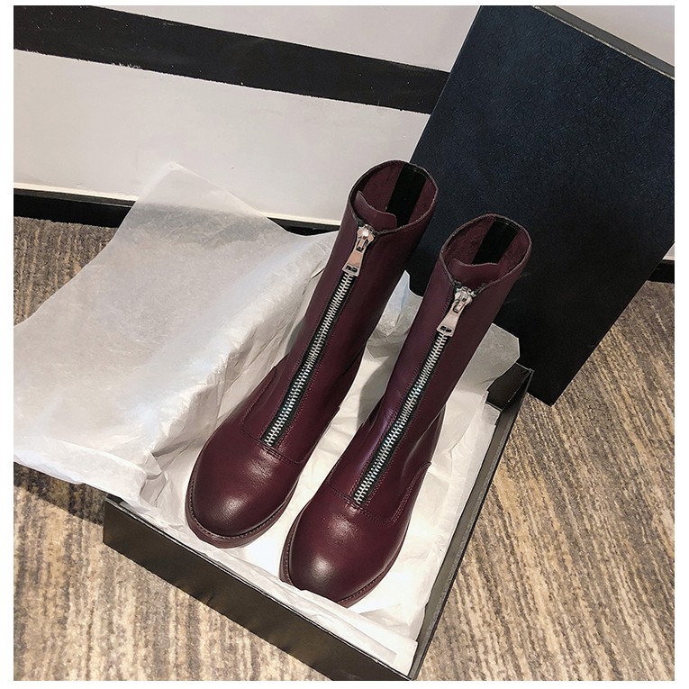 Giày boots martin đế bằng có khóa kéo trẻ trung cá tính | BigBuy360 - bigbuy360.vn