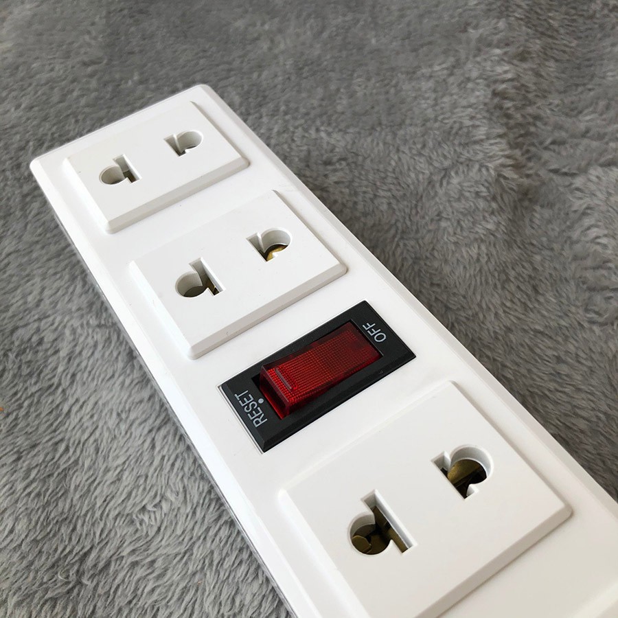 Ổ Điện Dài Trắng Dây 3m Tích Hợp 6 Ổ Cắm Đa Năng, 2 Công Tắc Điện Thông Minh, 2200W 220V