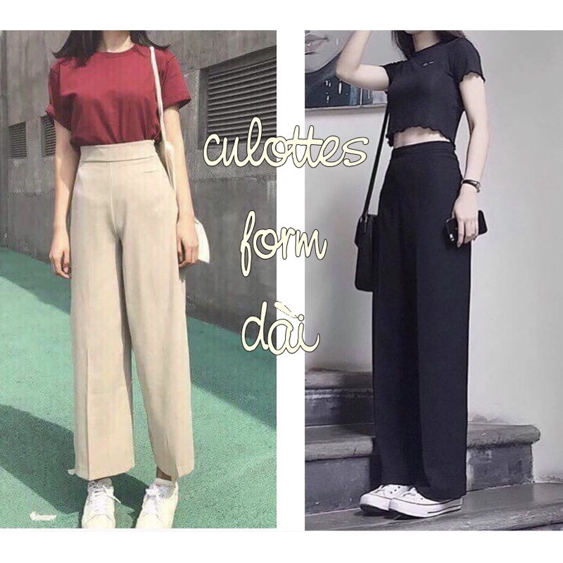 (Xả kho) Quần Culottes ống rộng cạp cao vải tuyết mưa