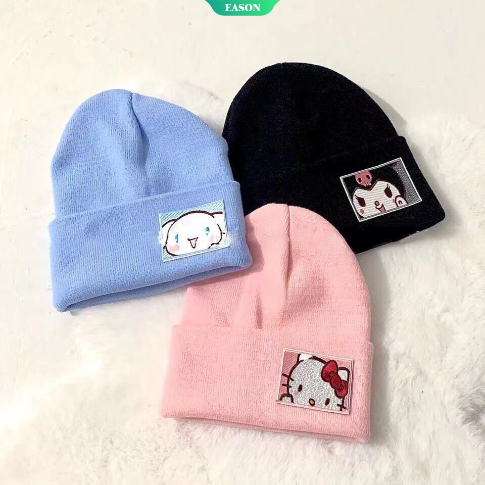 SANRIO Nón Len Giữ Ấm Mùa Đông In Hình Kuromi Dễ Thương Cho Cặp Đôi