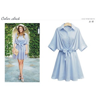 Dress76-đầm sơ mi sọc xòe thắt nơ s-6xl