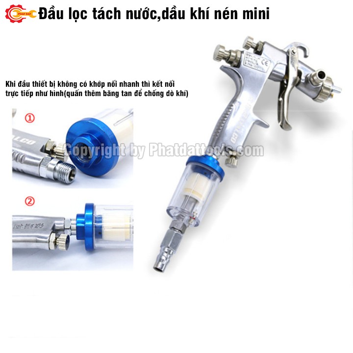 Đầu lọc,tách nước,dầu khí nén mini-Giúp bảo vệ,chống nước vào các thiết bị khí nén-Phụ kiện máy nén khí