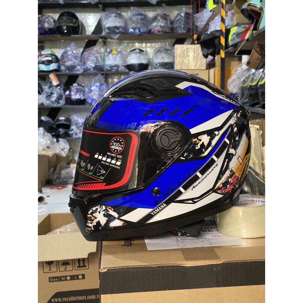MŨ BẢO HIỂM FULLFACE AGU TEM YAMAHA XANH DƯƠNG BẢN MỚI NHẤT KÈM TÚI VÀ HỘP
