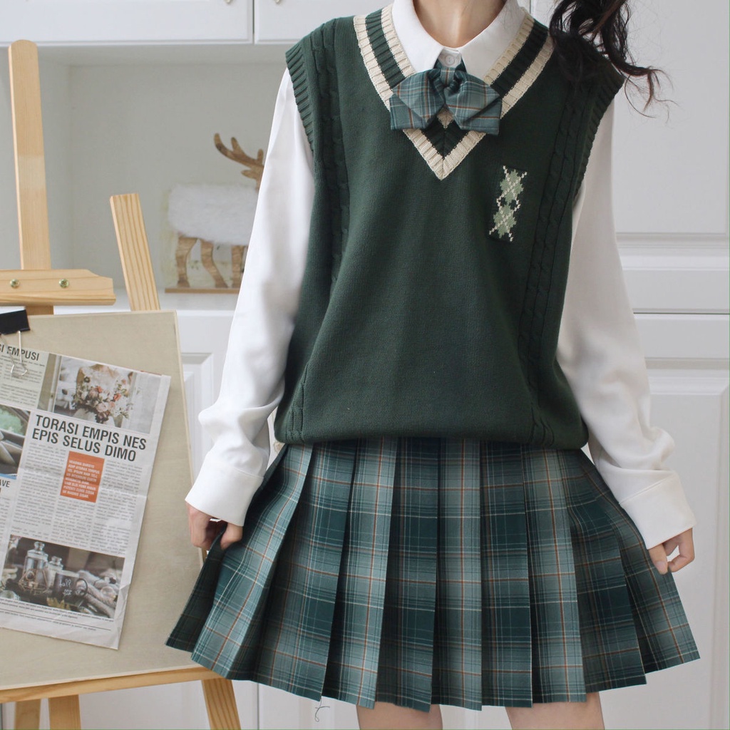 Áo Gile JK Sweater Academy Sweet  New Japanese Loose Fitting Pullover Knitted Vest Female