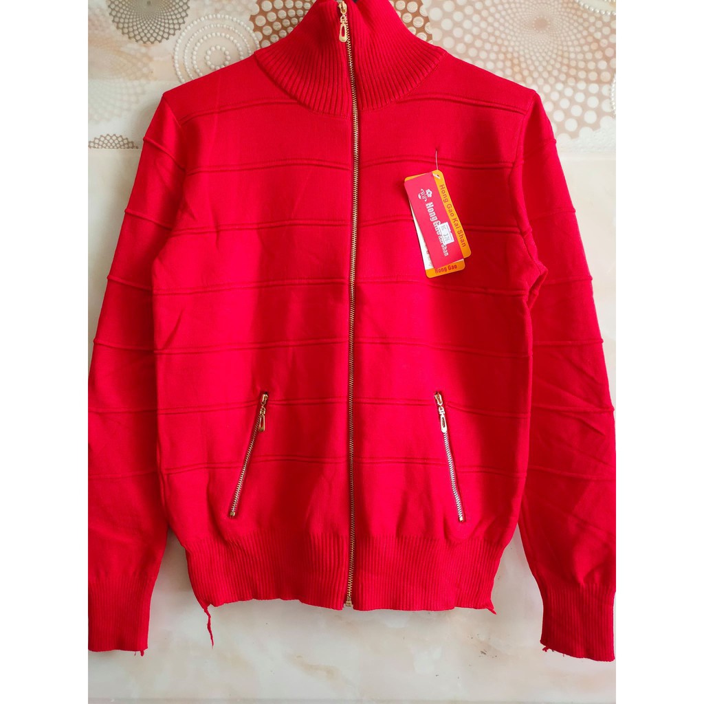 Áo khoác len cổ cao phối túi dây kéo hàng co giãn ảnh chụp thật | BigBuy360 - bigbuy360.vn