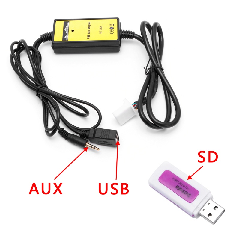 Dây Cáp Chuyển Đổi Dữ Liệu AUX SD USB 2x6Pin Chuyên Dụng Cho Xe Hơi Toyo MP3