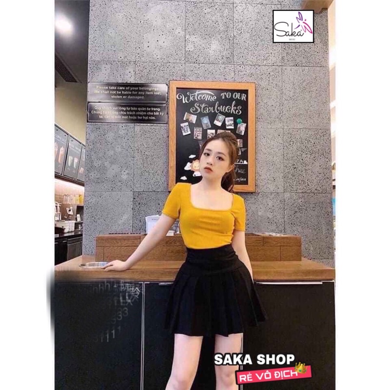 Áo thun cổ chữ U tôn dáng 4 màu sắc