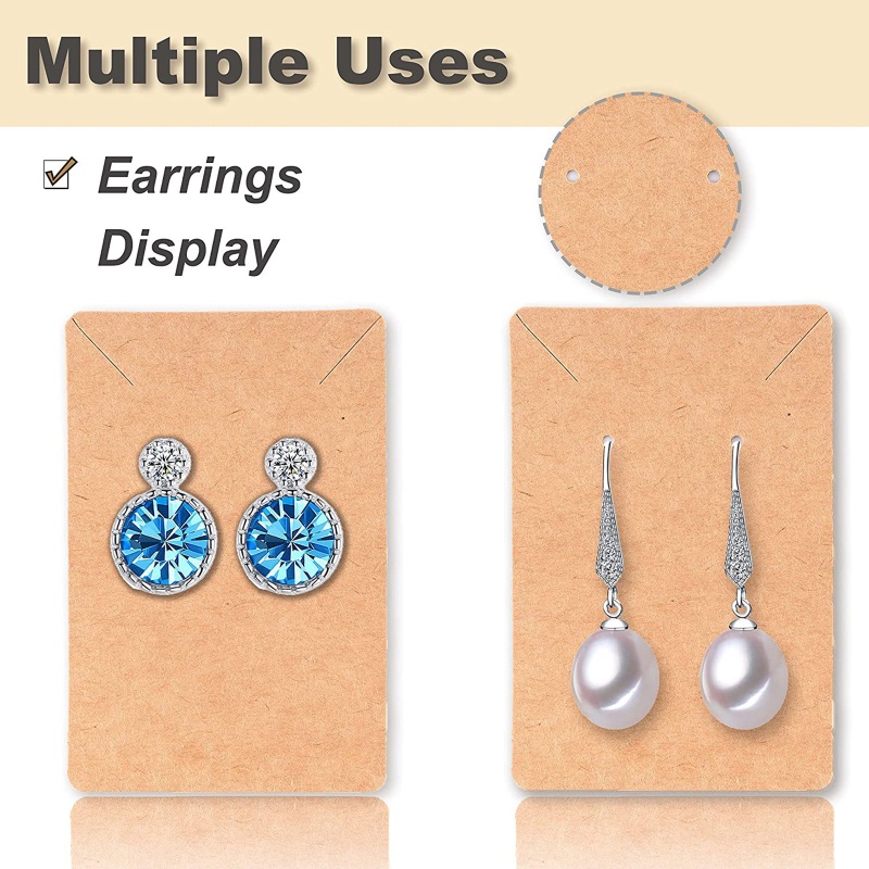 Set 480 Thẻ Giấy Kraft Trơn Đựng Bông Tai Sau Lưng