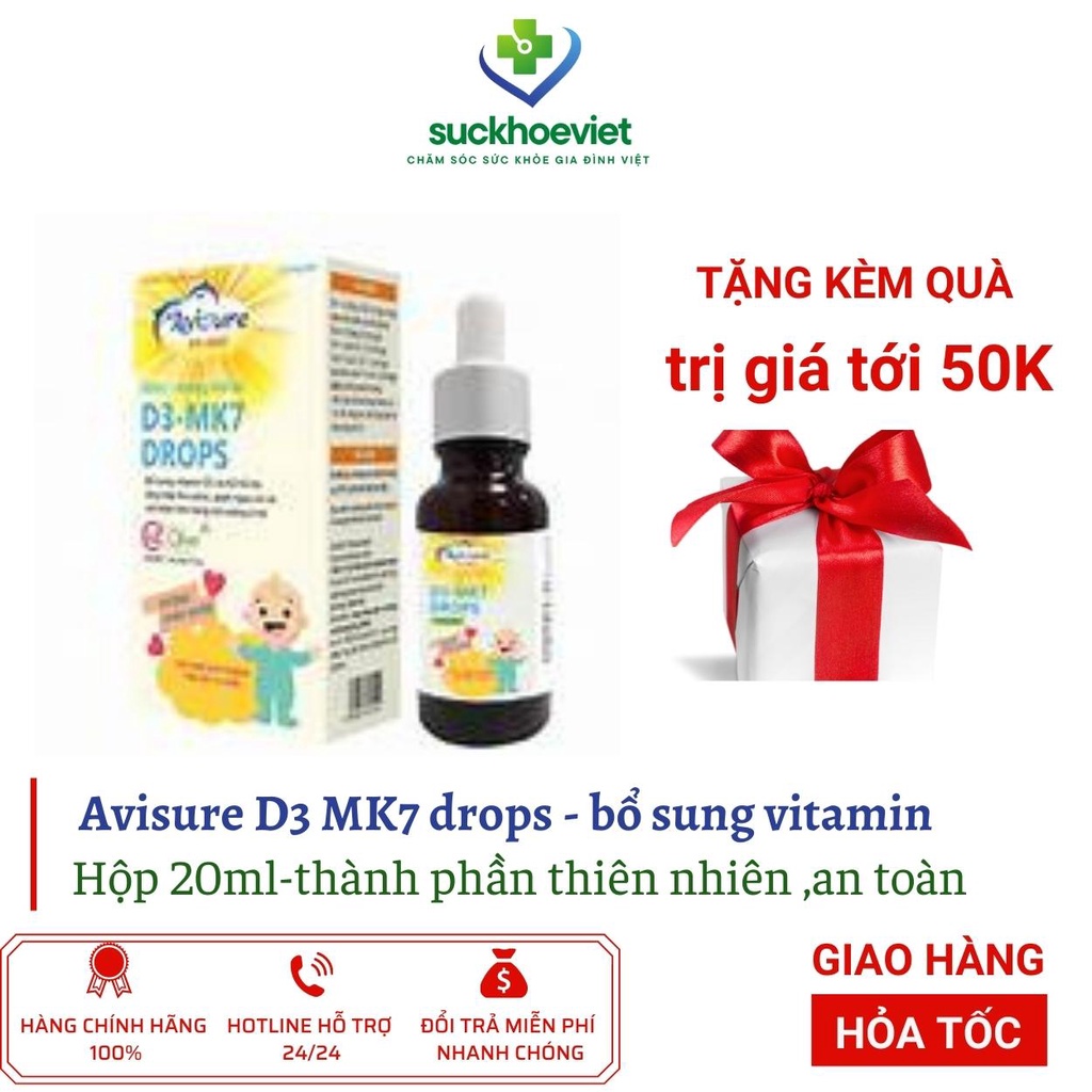 [GÍA GỐC] Siro Avisure D3 - MK7 Drops Vitamin D3-MK7 DROPS AVISURE - Lọ 20Ml