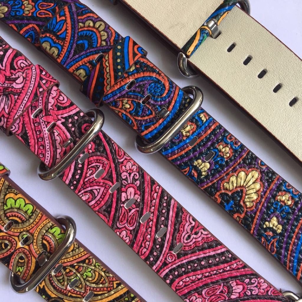 Dây Đeo Đồng Hồ Thông Minh Bằng Da In Họa Tiết Cho Apple Watch Series 1 2 3 4 5 6 7 42mm 44mm 38mm 40mm 41mm 45mm