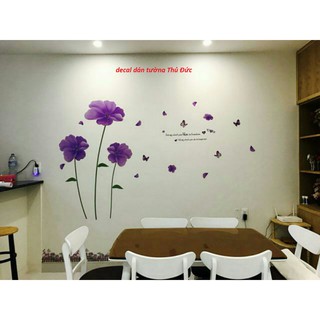 decal dán tường hoa tím