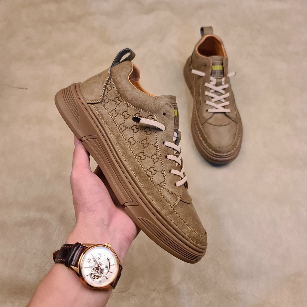 Giày Da Nam Cao Cấp Da Bò Thật, Giày Sneaker Da Tăng Chiều Cao Hàng Siêu Chất 2022
