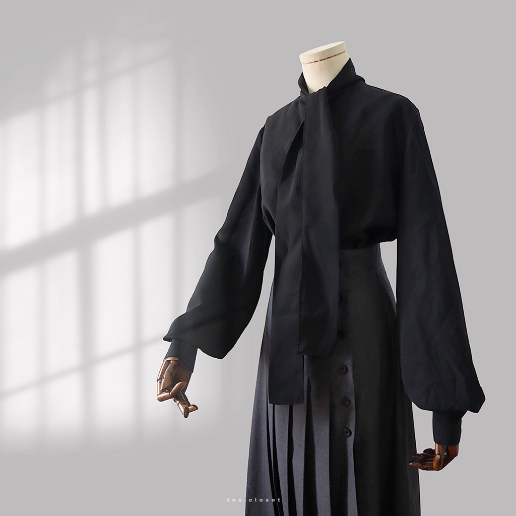 [Hình thật độc quyền TOS.CLOSET] ÁO SƠ MI CÔNG SỞ THẮT NƠ CỔ