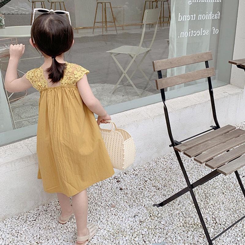 Đầm xòe phối ren kiểu công chúa xinh xắn cho bé gái