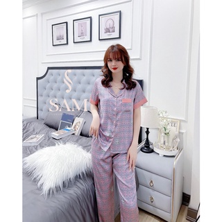 Bộ lụa mặc nhà Sam tay cộc quần dài