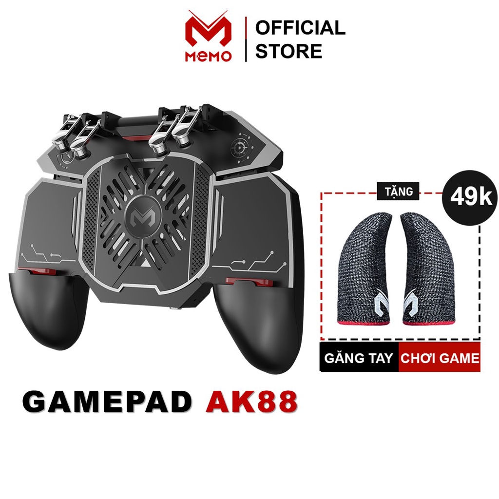 Tay cầm chơi game kèm tản nhiệt MEMO AK88 pin 1200mAh tăng tốc x4 bắn 6 ngón linh hoạt cho điện thoại - Hàng Chính hãng