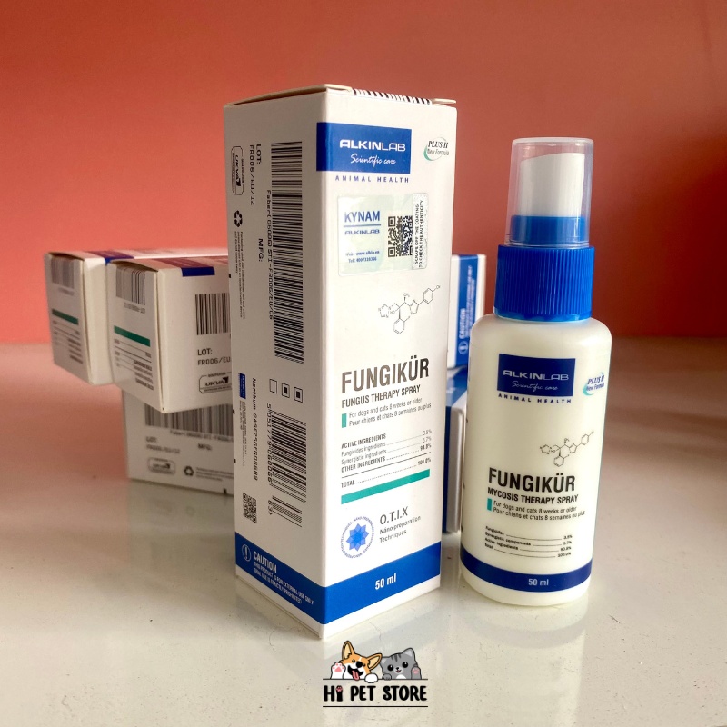 Thuốc trị nấm và viêm da cho chó mèo ALKIN FUNGIKUR dạng xịt 50ml (hàng chính hãng)