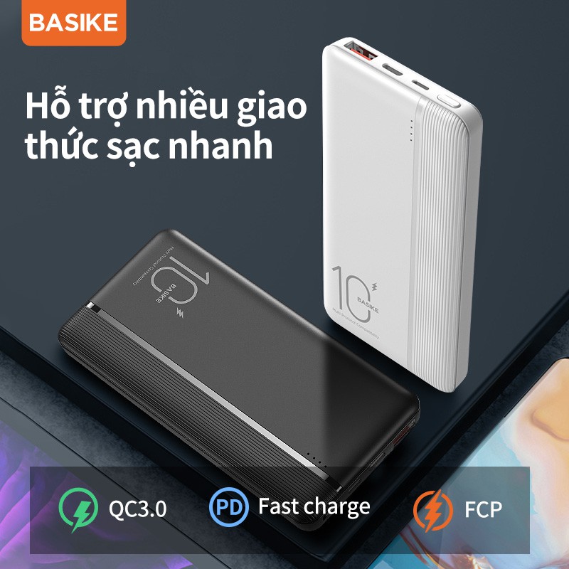 Sạc Dự Phòng BASIKE PT108D 10000mAh PD22.5W 2 Cổng USB Cho iPhone Huawei Samsung Xiaomi Oppo Vivo Realme