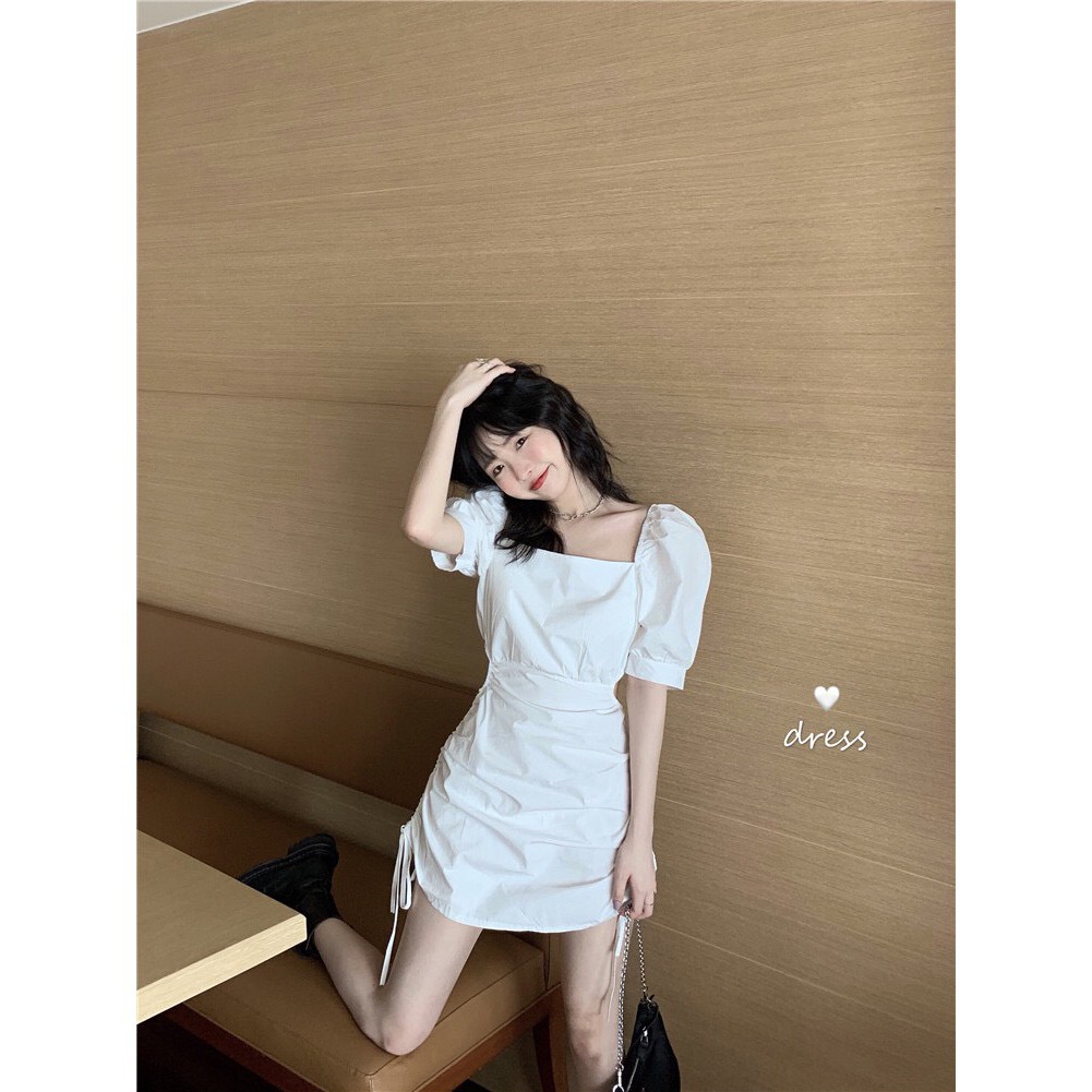 Đầm boddy dạo phố cổ vuông nhúng khoét eo xinh tươi trẻ trung, hàng cao cấp [SIÊU PHẨM] | BigBuy360 - bigbuy360.vn