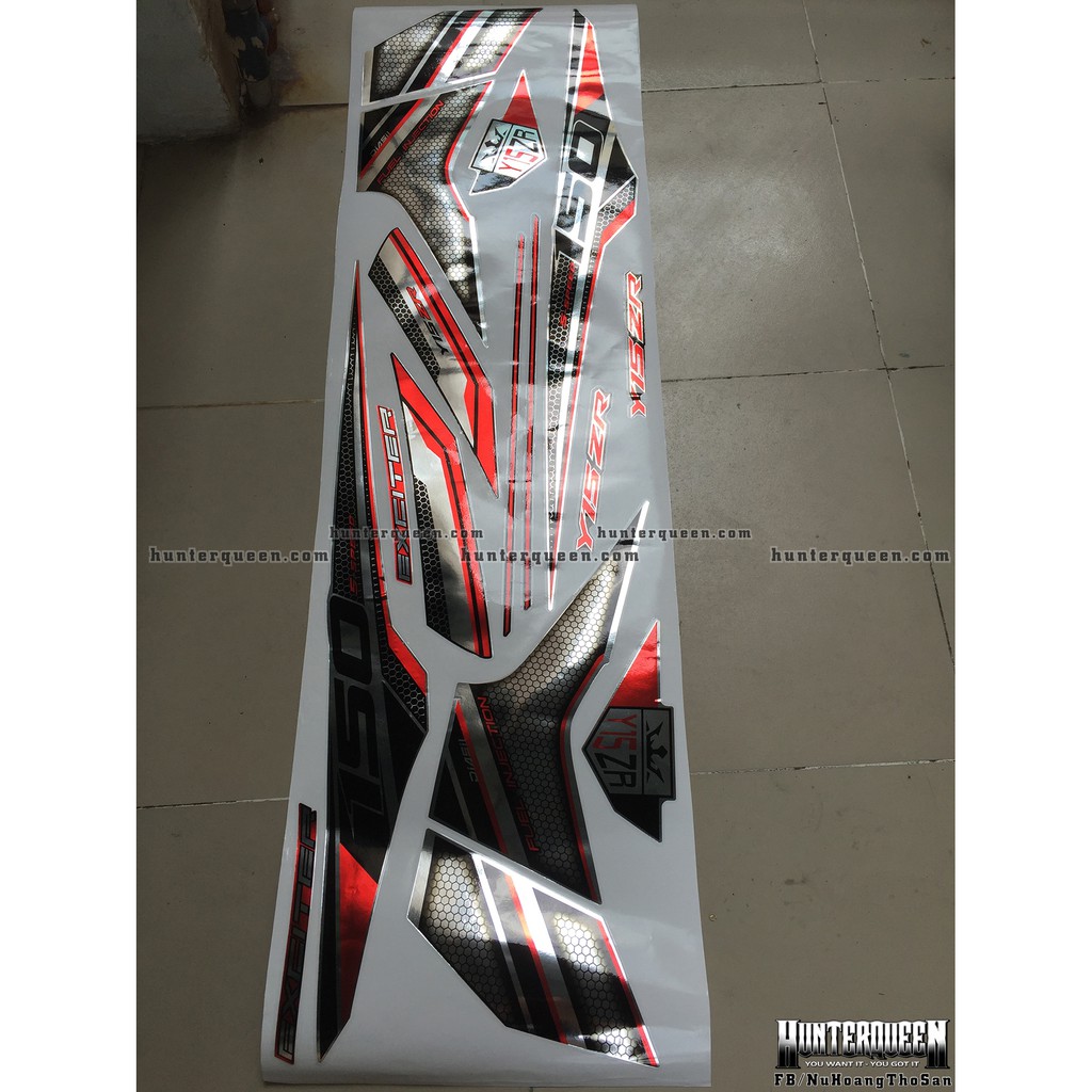 Tem xe exciter 150 chất liệu crom, dán xe đen