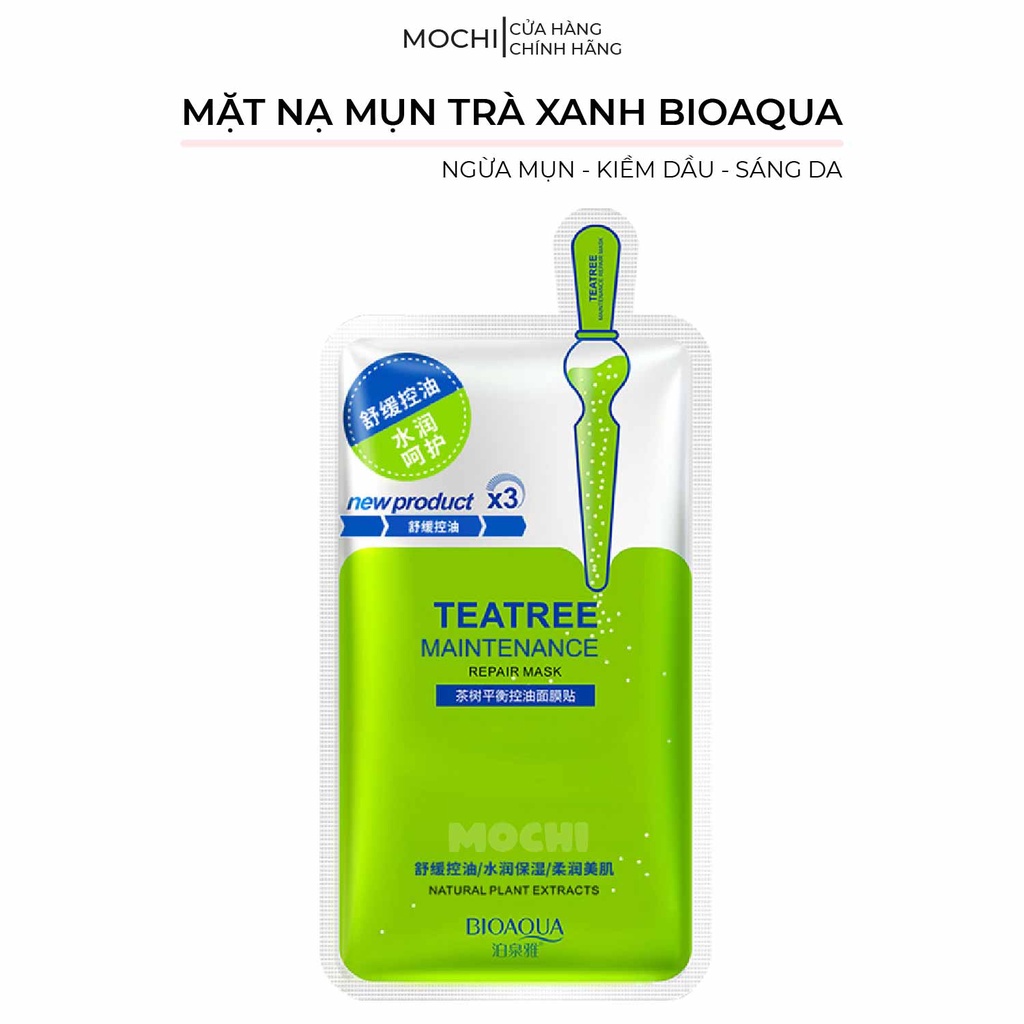 Mặt Nạ Tràm Trà Xanh Giảm Mụn Da Dầu l Dưỡng Trắng Da l Cấp Ẩm Mask Giấy Đắp Mặt BIOAQUA Nội Địa Trung MOCHI SHOP