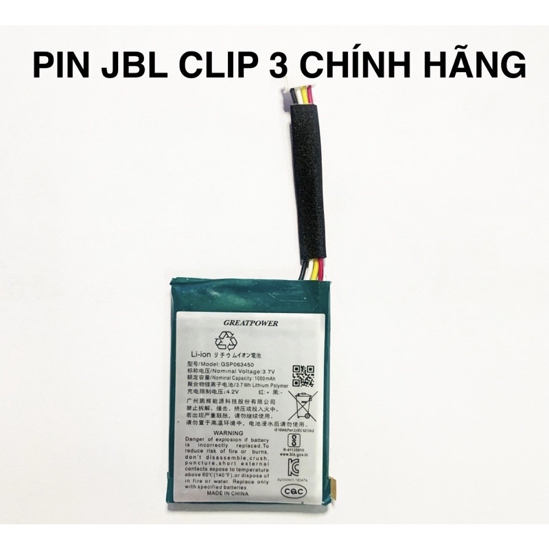 Pin JBL Clip 3. Pin thay cho loa bluetooth JBL Clip 3 1000mAh 3.7V . Linh kiện 2mshop