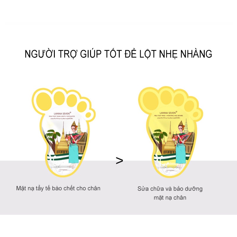 [Chính hãng 100%] 1 bộ đôi mặt nạ chân và tay LANNA SEVEN nhập khẩu Thái Lan (trẻ hóa / tẩy da chết) LA-ZM01