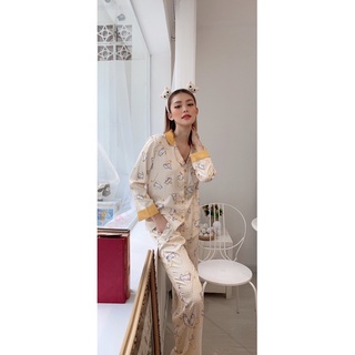 Bộ lụa latin tay dài phối ren cao cấp dưới 63kg