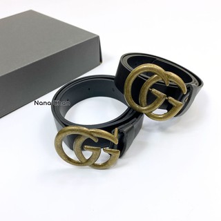 Thắt lưng da đen GG mặt nhám sần cho bé