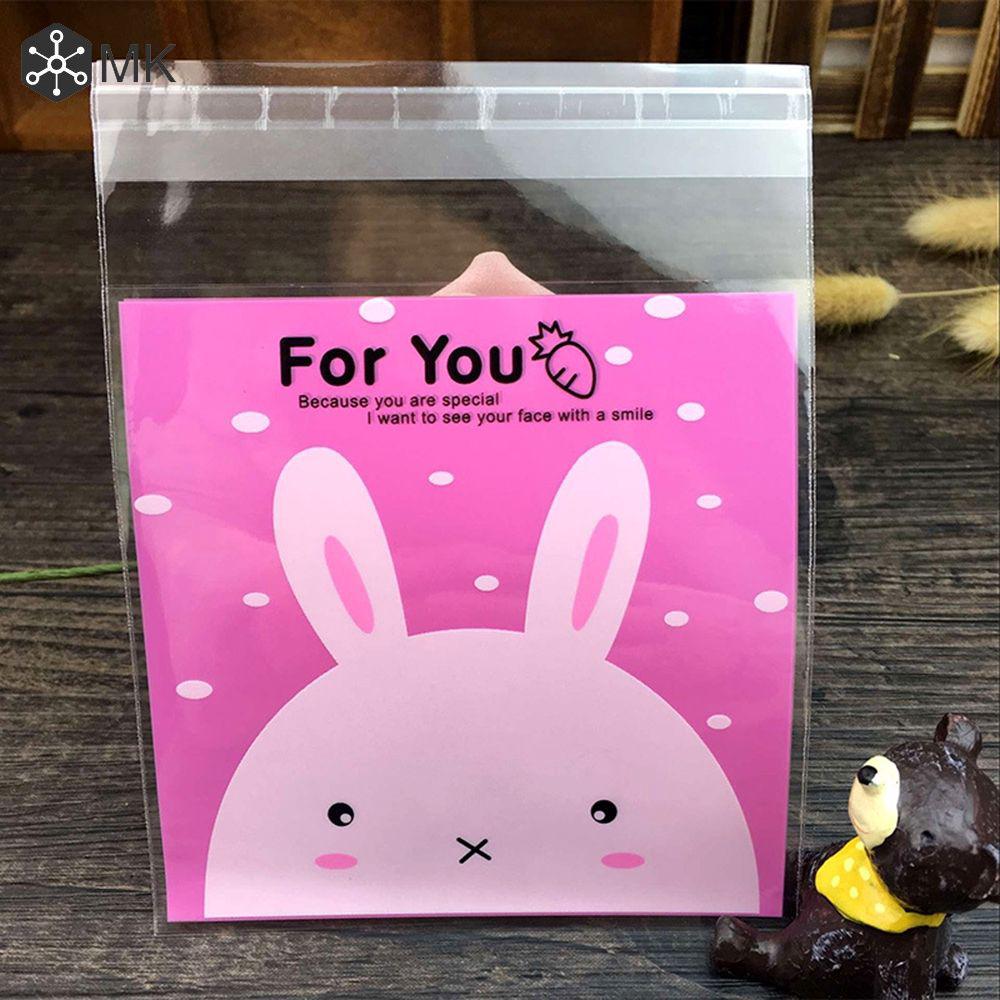 Bộ 100 túi nhựa đựng bánh kẹo hoạ tiết hoạt hình kích thước 7*7cm có thể điều chỉnh