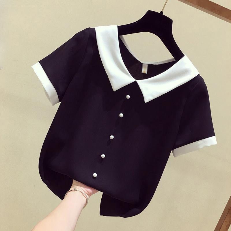 Áo Nữ Ngắn Tay Chất Liệu Đũi, Korean Style, Cổ Bèo, Giá Tốt, Full Size