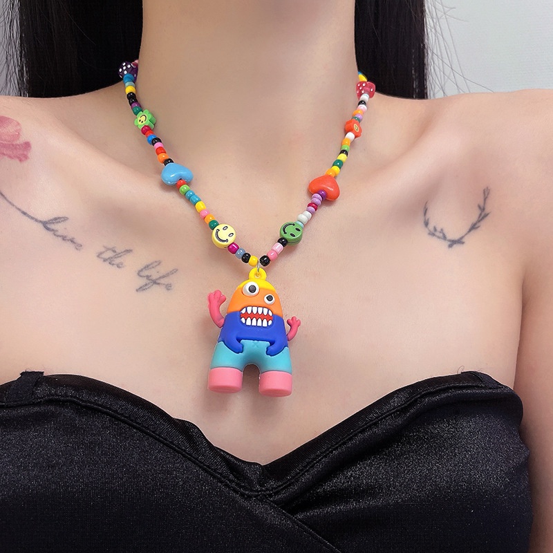 Vòng cổ Mặt Quái Vật Hoạt Hình Phong Cách hip hop Cho Nữ