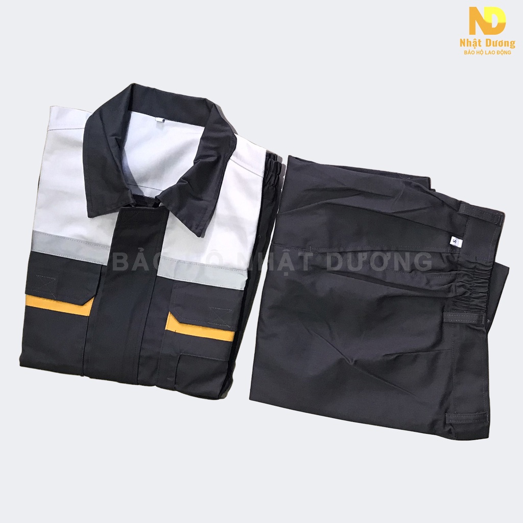 Quần áo bảo hộ lao động nam nữ kaki pangrim mềm mát PR04, Đồ bảo hộ lao động Nhật Dương áo phản quang khóa kéo