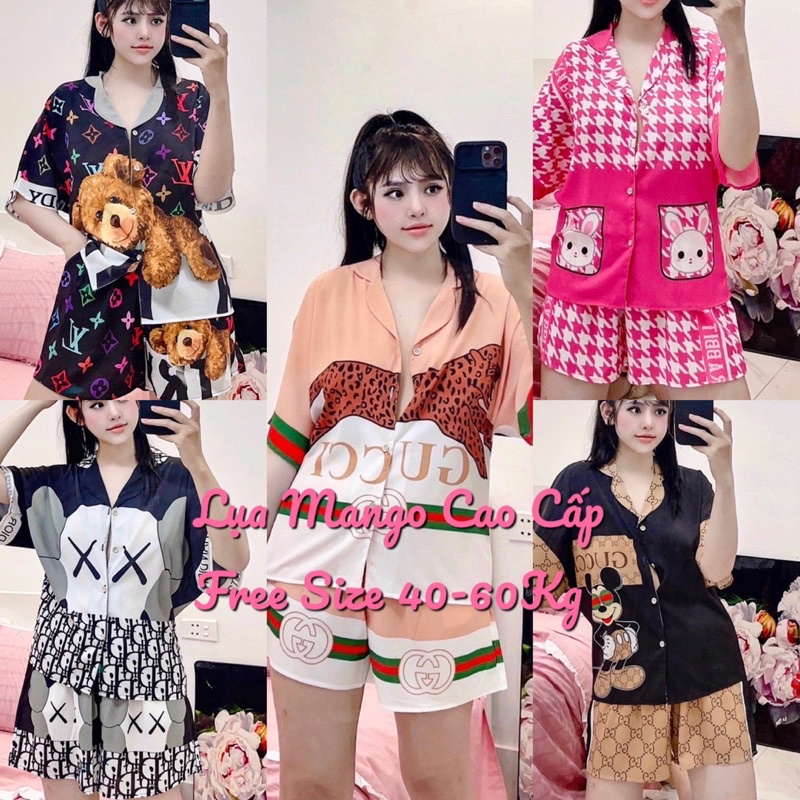 Đồ Ngủ�Đồ Bộ Pijama Lụa Cánh Dơi Đùi Tiểu Thư Dễ Thương 💖 Chất Liệu Lụa Cao Cấp