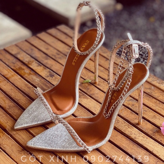 Giày sandal dây mảnh phối xích cao cấp