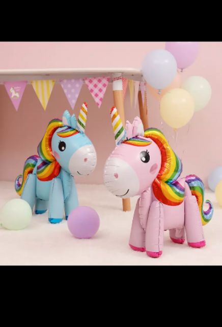 Bóng ngựa pony, bóng kỳ lân 3d, ngựa 1 sừng 3d trang trí sinh nhật cho bé