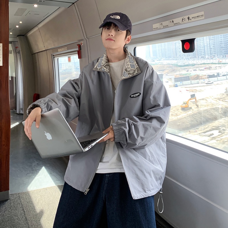 Áo Khoác Hai Mặt Form Rộng Phong Cách Hip Hop Hong Kong Cho Nam