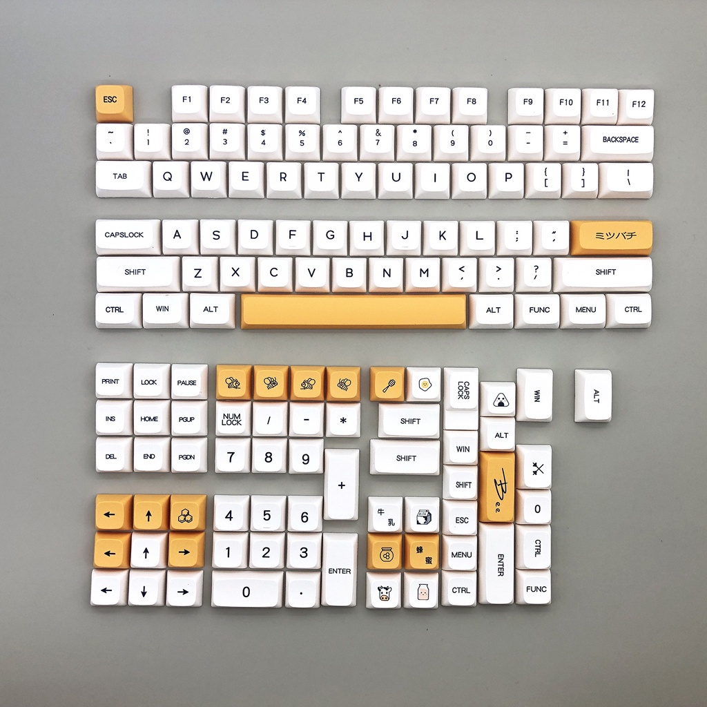 KEYCAP XDA THICK PBT HONEY & MILK 137 PHÍM CHO BÀN PHÍM CƠ CỦA EZPC