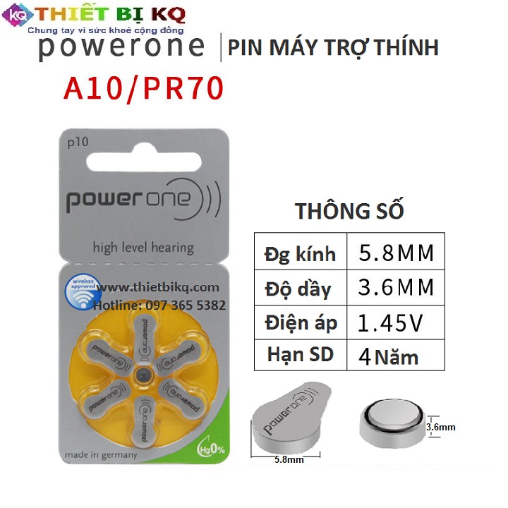 Pin máy trợ thính PowerOne P10 PR70 zine veta Đức