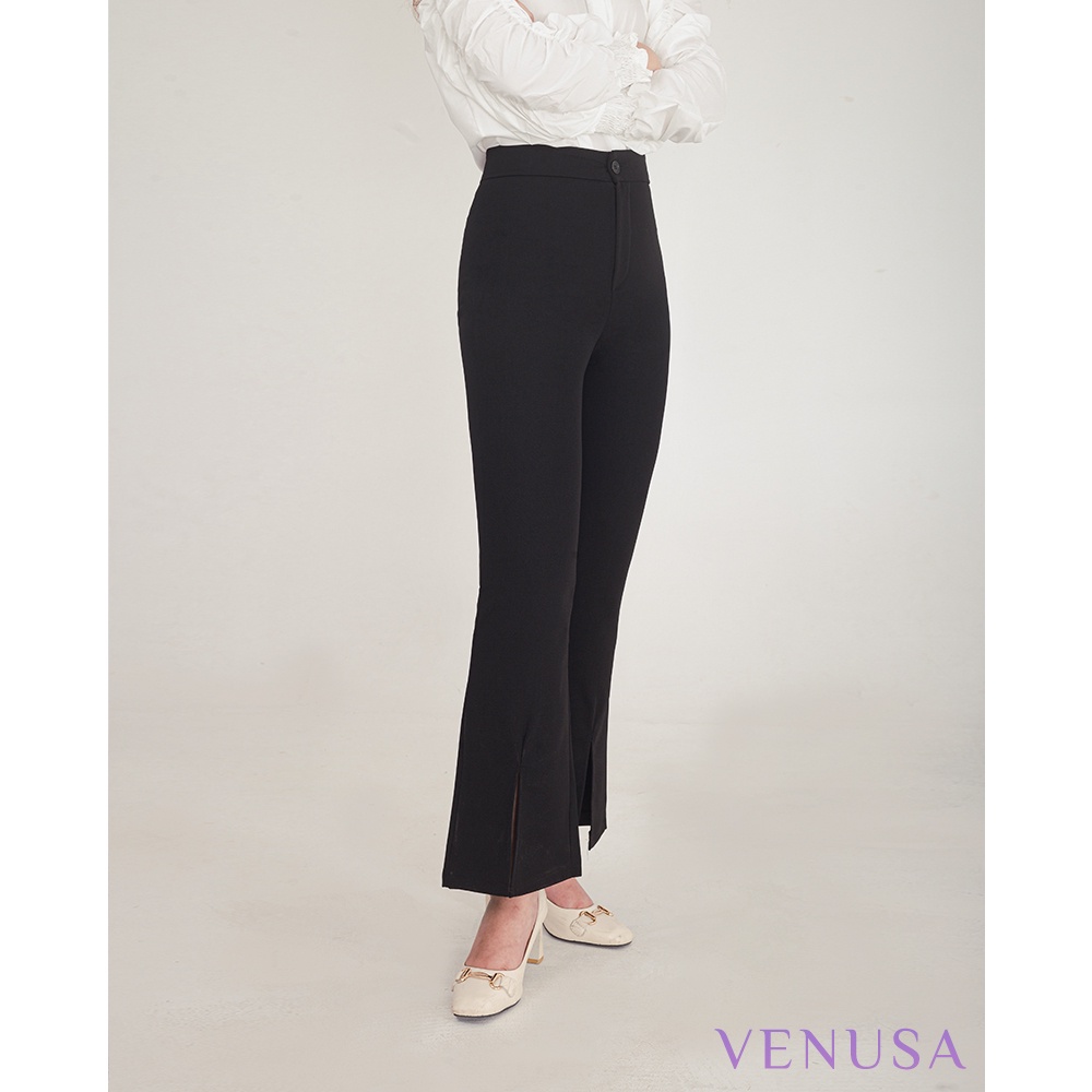 Quần ống loe xẻ tà nữ cạp cao công sở legging dáng dài siêu hack dáng VENUSA Q003