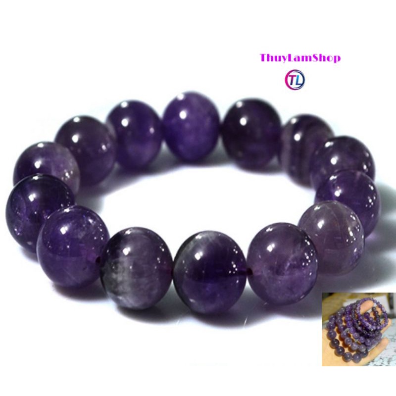 Vòng tay đá màu tím 8li 10li 12li thanh tẩy năng lượng tiêu cực