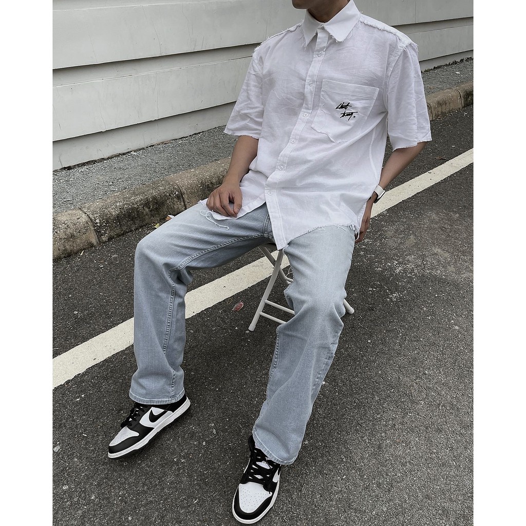 ÁO SƠ MI nam Linen rách CHUOT TRANG HOMELESS